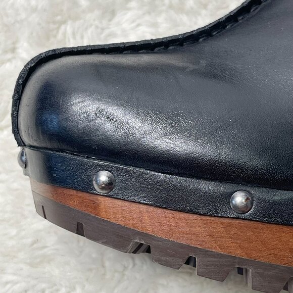 UGG #1117358 Women's Black Boho Judi Leather Wooden Clogs Slip On Shoes Size 9 - Picture 9 of 16